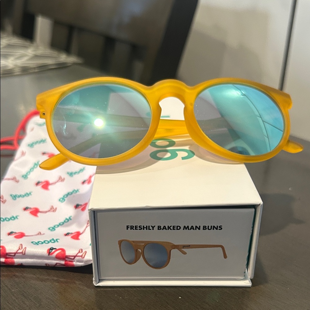 Goodr Yellow Sunglasses with Blue Lenses